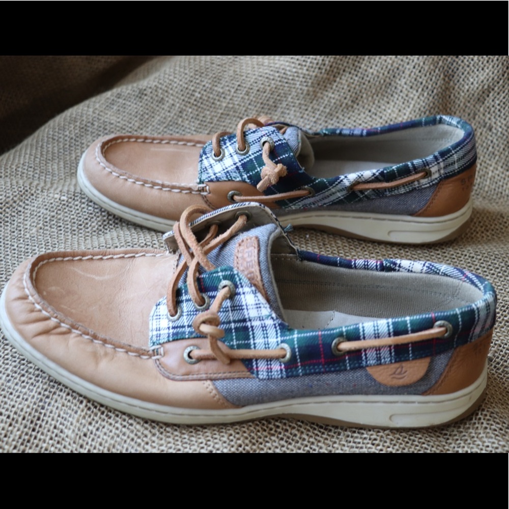 Sperry Boat Shoes Tan And Plaid Gem